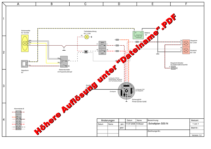 Schaltplan Simson S50 N - Wiring Diagram